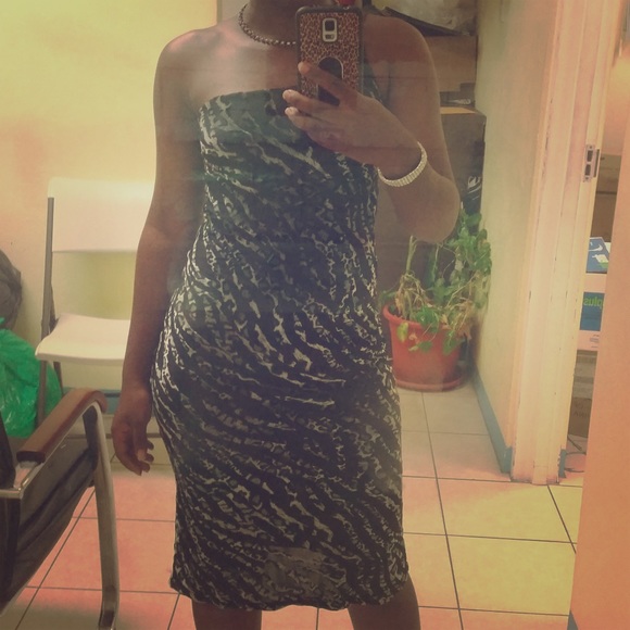 Off-shoulder, Suede Bodycon Dress - Zebra Print - Picture 1 of 3